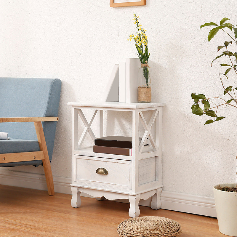 Mid-Century Modern Wood Accent Chest with Drawer Rectangle Chest 17.5"L x 12"W x 23.5"H White Clearhalo 'Cabinets & Chests' 'cabinets_chests' 'furn' 'furn_cabinets_chests' 'Furniture' 'Living Room Furniture' 5413867