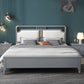 Glam Rubberwood Open-Frame Bed 45.28-Inch H White Bed Frame with Headboard Grey Clearhalo 'Bedroom Furniture' 'Beds' 'furn' 'furn_beds' 'Furniture' 5415919