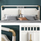 Glam Rubberwood Open-Frame Bed 45.28-Inch H White Bed Frame with Headboard Clearhalo 'Bedroom Furniture' 'Beds' 'furn' 'furn_beds' 'Furniture' 5415924