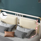 Glam Rubberwood Open-Frame Bed 45.28-Inch H White Bed Frame with Headboard Clearhalo 'Bedroom Furniture' 'Beds' 'furn' 'furn_beds' 'Furniture' 5415925