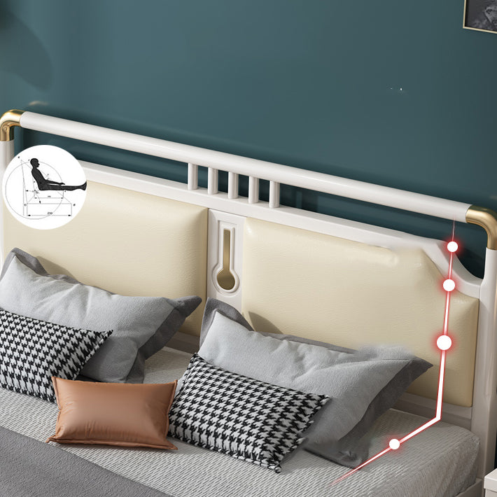 Glam Rubberwood Open-Frame Bed 45.28-Inch H White Bed Frame with Headboard Clearhalo 'Bedroom Furniture' 'Beds' 'furn' 'furn_beds' 'Furniture' 5415925