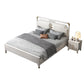 Glam Rubberwood Open-Frame Bed 45.28-Inch H White Bed Frame with Headboard Clearhalo 'Bedroom Furniture' 'Beds' 'furn' 'furn_beds' 'Furniture' 5415928