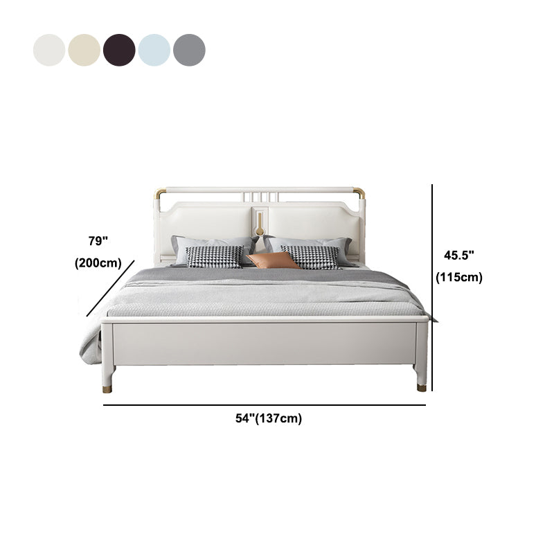 Glam Rubberwood Open-Frame Bed 45.28-Inch H White Bed Frame with Headboard Clearhalo 'Bedroom Furniture' 'Beds' 'furn' 'furn_beds' 'Furniture' 5415929