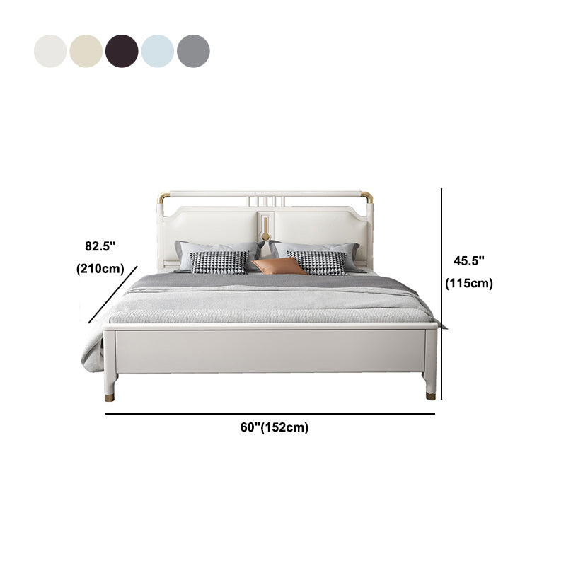 Glam Rubberwood Open-Frame Bed 45.28-Inch H White Bed Frame with Headboard Clearhalo 'Bedroom Furniture' 'Beds' 'furn' 'furn_beds' 'Furniture' 5415931