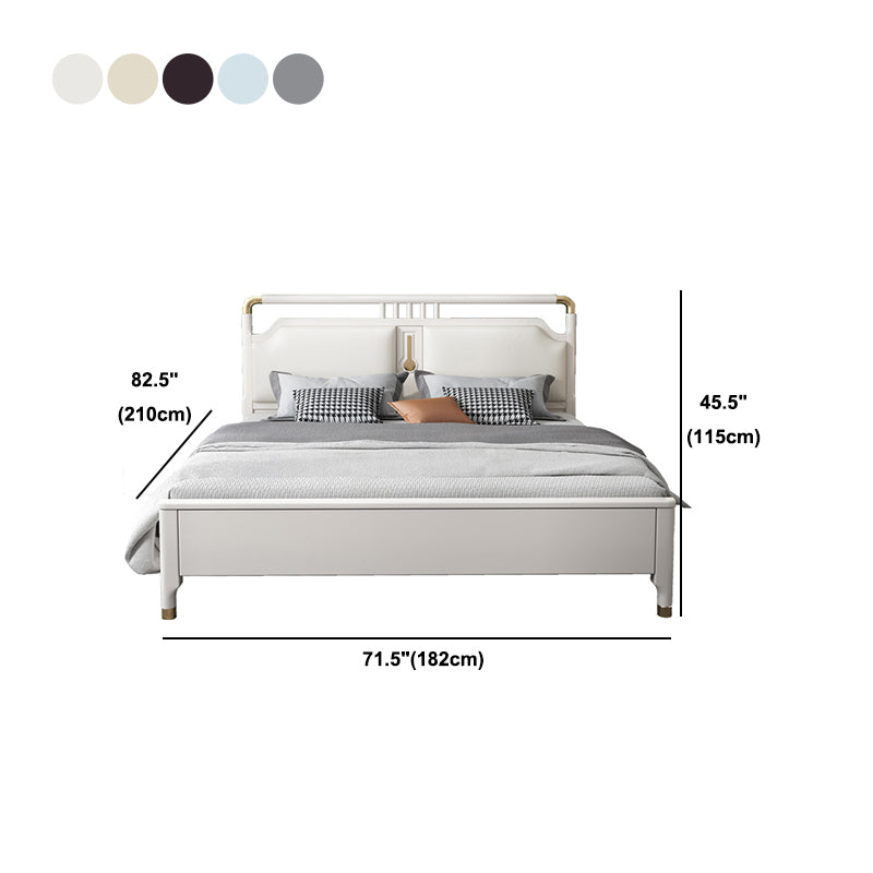 Glam Rubberwood Open-Frame Bed 45.28-Inch H White Bed Frame with Headboard Clearhalo 'Bedroom Furniture' 'Beds' 'furn' 'furn_beds' 'Furniture' 5415932