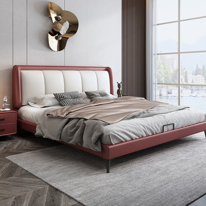 スカンジナビアの本物の革張りのベッドパインウッドパネルベッド