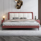 Scandinavian Genuine Leather Standard Bed Pine Wood Panel Bed