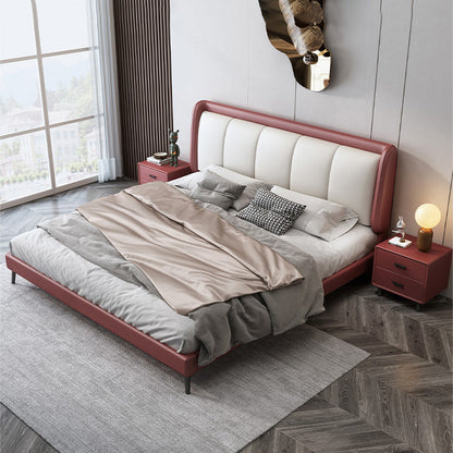 Letto di pino in legno standard in pelle vera scandinava