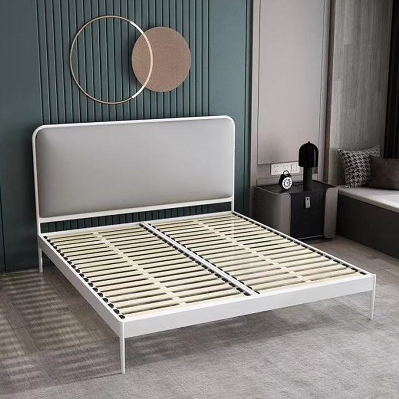 Metal Low Profile Bed Frame 43.31-inch H Wire-Grid Bed with Headboard White-Gray Clearhalo 'Bedroom Furniture' 'Beds' 'furn' 'furn_beds' 'Furniture' 5415971