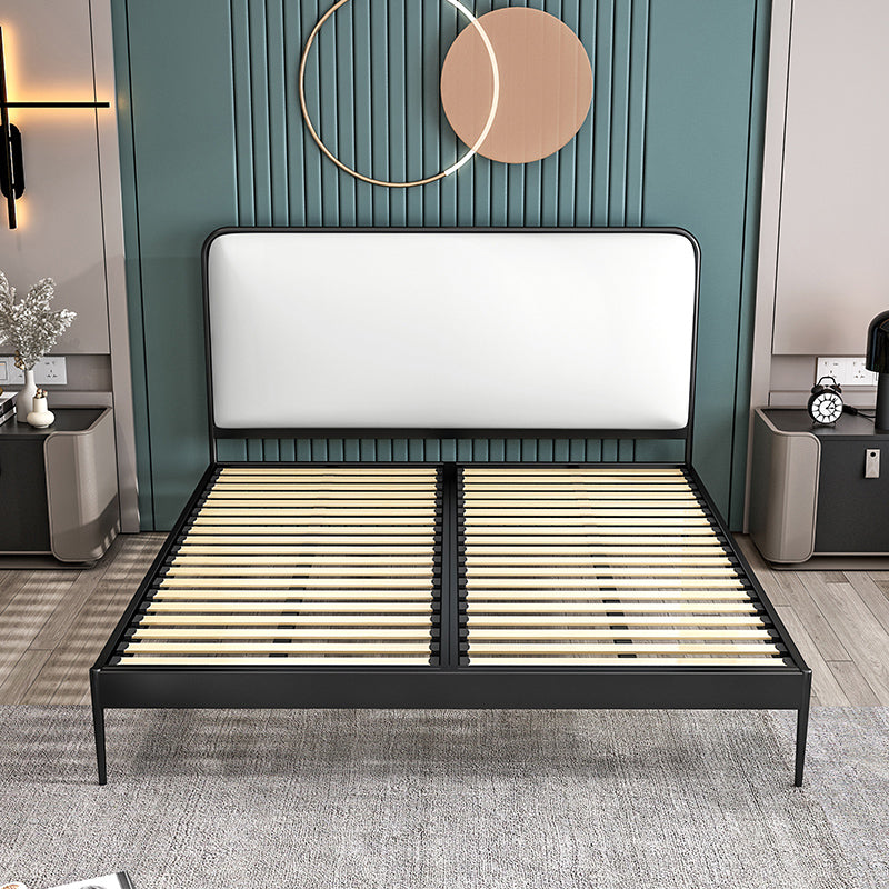 Metal Low Profile Bed Frame 43.31-inch H Wire-Grid Bed with Headboard White-Black Clearhalo 'Bedroom Furniture' 'Beds' 'furn' 'furn_beds' 'Furniture' 5415974