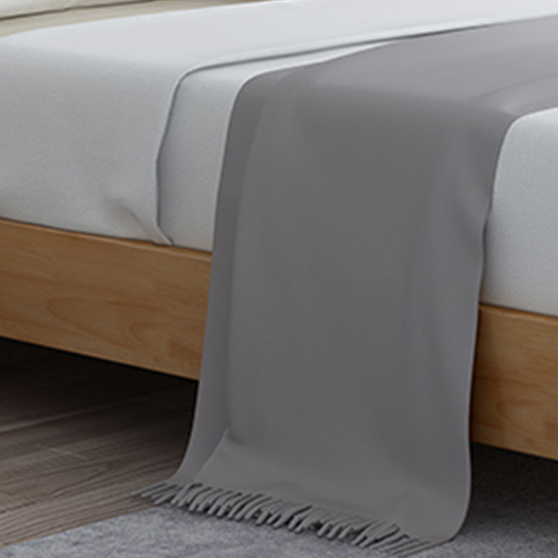 Scandinavian Natural Rubberwood Bed with Arched Slat Headboard Clearhalo 'Bedroom Furniture' 'Beds' 'furn' 'furn_beds' 'Furniture' 5416033