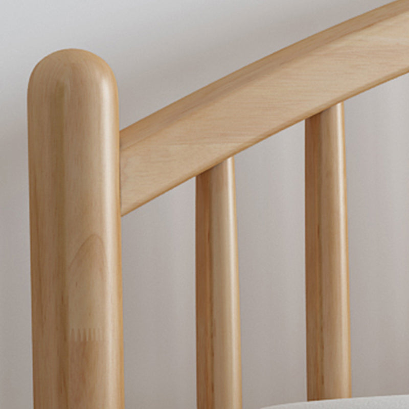 Scandinavian Natural Rubberwood Bed with Arched Slat Headboard Clearhalo 'Bedroom Furniture' 'Beds' 'furn' 'furn_beds' 'Furniture' 5416035