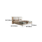 Letto moderno a pannello in legno beige vera pelle di pelle standard con testiera imbottita