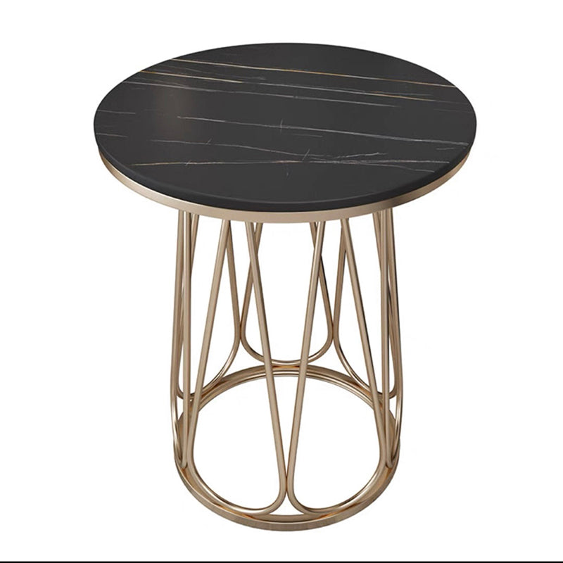Frame Steel Tube Base Designed with Round Table Top Made of Rock PlateSide Table