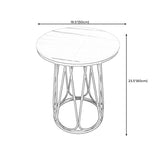 Frame Steel Tube Base Designed with Round Table Top Made of Rock PlateSide Table