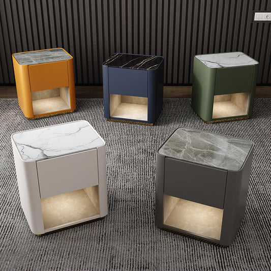 Moderne massive Holz- und Schiefer -Nachttischschubladen -Aufbewahrungsbett Nachttisch