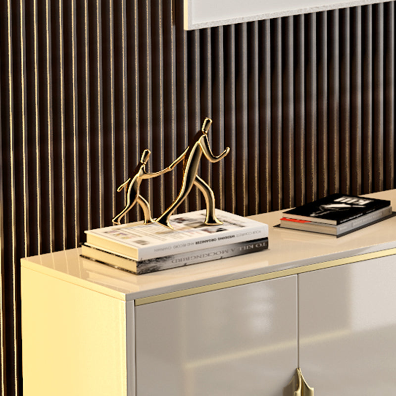 Scheda laterale in stile glam legno/pietra superiore con porta per uso domestico