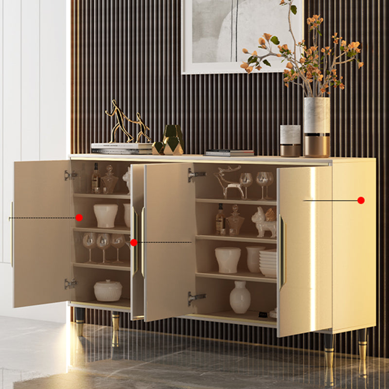 Scheda laterale in stile glam legno/pietra superiore con porta per uso domestico