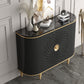 Stone Countertop Dining Server Glam Manufactured Wood Server 59"L x 16"W x 35"H Black Clearhalo 'buffet_sideboard' 'Buffets & Sideboards' 'furn' 'furn_buffet_sideboard' 'Furniture' 'Kitchen & Dining Furniture' 5418736