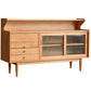 Contemporary Wood Sideboard Doors and 2 Drawer Cupboard for Living Room 71"L x 16"W x 35"H Cherry Wood Clearhalo 'buffet_sideboard' 'Buffets & Sideboards' 'furn' 'furn_buffet_sideboard' 'Furniture' 'Kitchen & Dining Furniture' 5418924