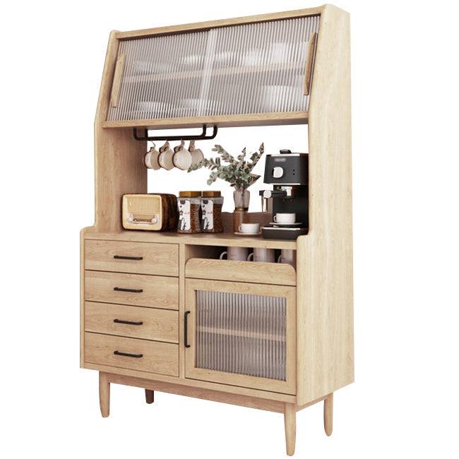 Sideboard in legno contemporaneo 5 cassetti e porte armadio per soggiorno