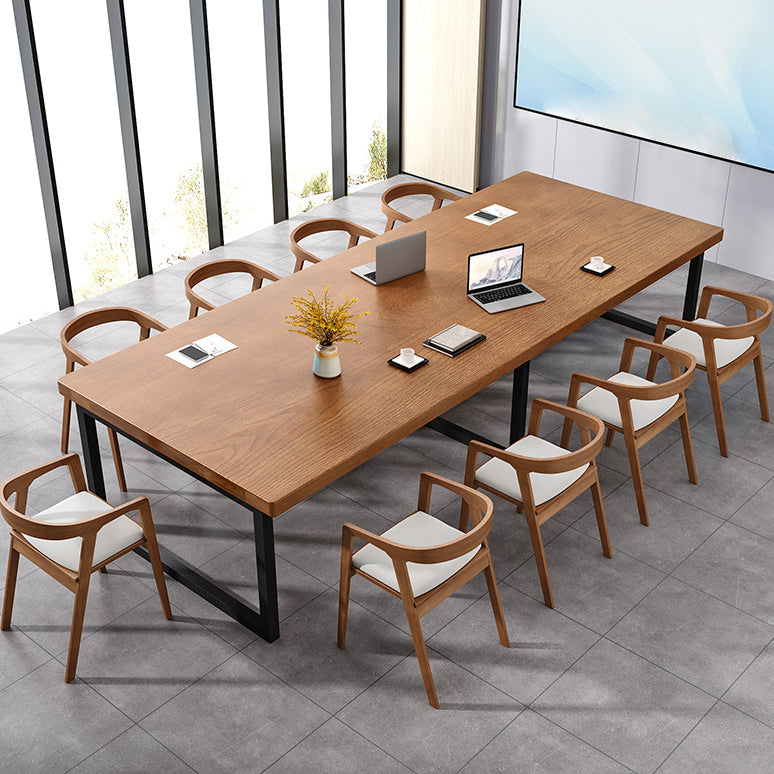 Mesa de oficina rectángulo color de madera industrial mesa fija de madera maciza