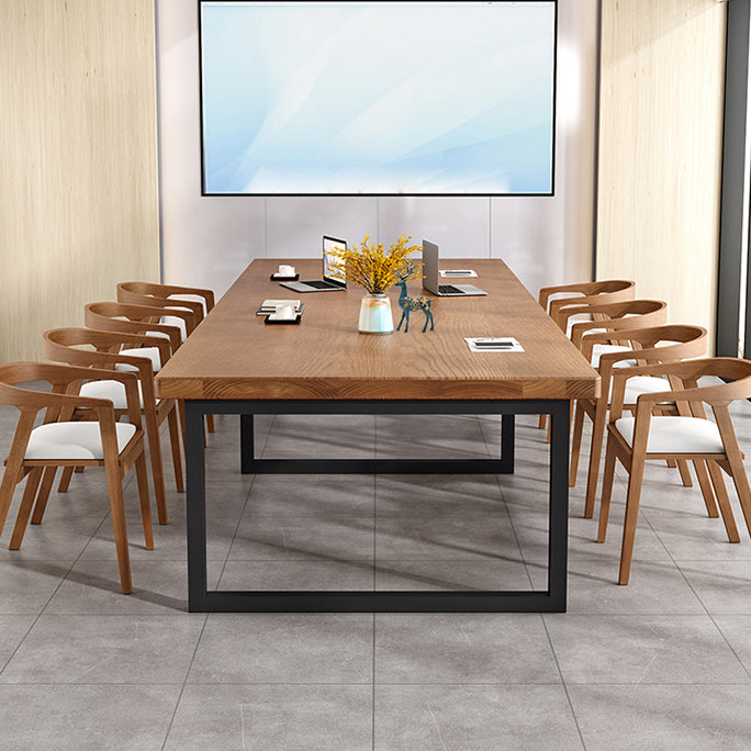 Mesa de oficina rectángulo color de madera industrial mesa fija de madera maciza