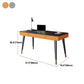 Contemporary Office Desk Sintered Stone Desktop with 2 Drawers Black Table Leg Desk Clearhalo 'furn' 'furn_office_desk' 'Furniture' 'Office Desks' 'Office Furniture' 'office_desk' 5419223