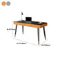 Contemporary Office Desk Sintered Stone Desktop with 2 Drawers Black Table Leg Desk Clearhalo 'furn' 'furn_office_desk' 'Furniture' 'Office Desks' 'Office Furniture' 'office_desk' 5419225