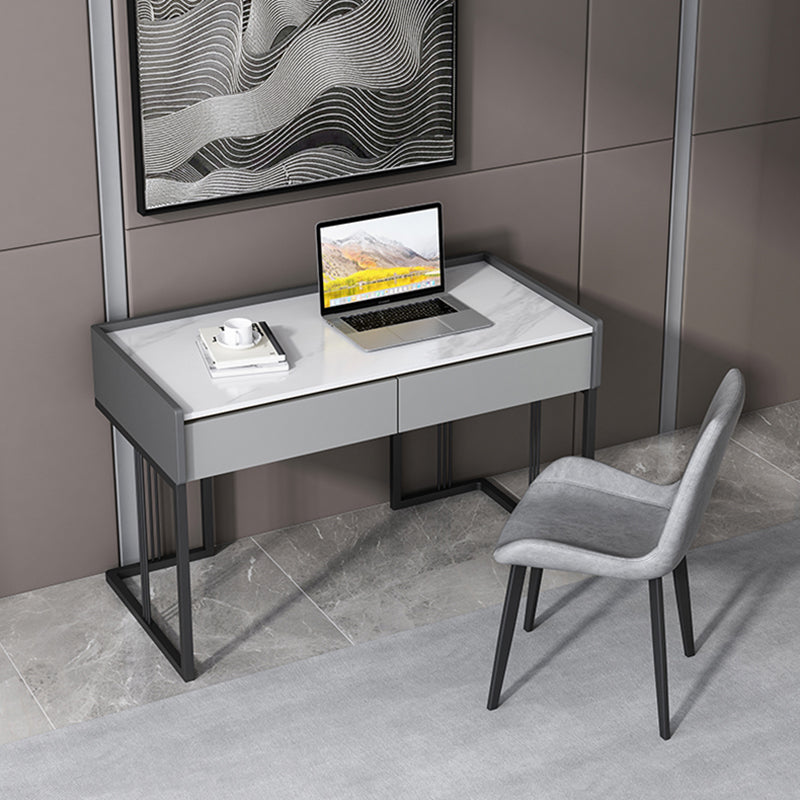 Modern 2-drawer Office Desk Sintered Stone Rectangular Desk for Home Clearhalo 'furn' 'furn_office_desk' 'Furniture' 'Office Desks' 'Office Furniture' 'office_desk' 5419228