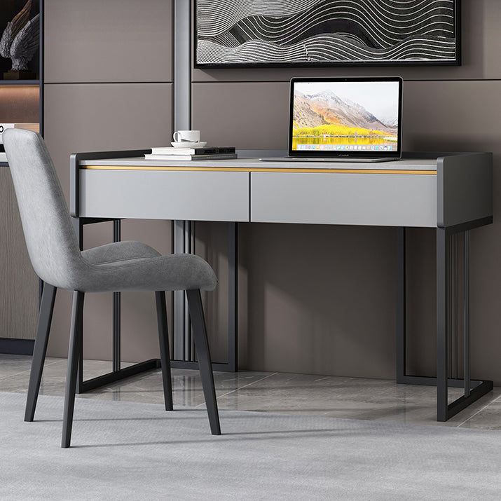 Modern 2-drawer Office Desk Sintered Stone Rectangular Desk for Home Clearhalo 'furn' 'furn_office_desk' 'Furniture' 'Office Desks' 'Office Furniture' 'office_desk' 5419238