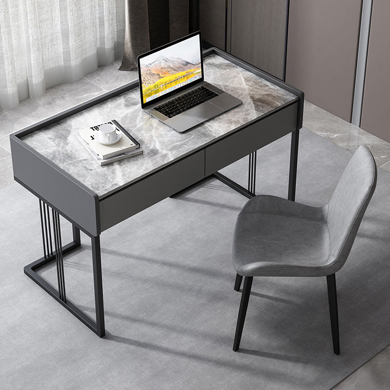Modern 2-drawer Office Desk Sintered Stone Rectangular Desk for Home Clearhalo 'furn' 'furn_office_desk' 'Furniture' 'Office Desks' 'Office Furniture' 'office_desk' 5419240