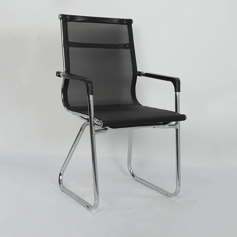 Silver Metal Modern Conference Chair Mid-Back / High Back Mesh and Leather Chair Clearhalo 'furn' 'furn_office_chair' 'Furniture' 'Office Chairs' 'Office Furniture' 'office_chair' 5419286