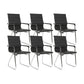 Silver Metal Modern Conference Chair Mid-Back / High Back Mesh and Leather Chair Textured Black 6 Piece Set Clearhalo 'furn' 'furn_office_chair' 'Furniture' 'Office Chairs' 'Office Furniture' 'office_chair' 5419287
