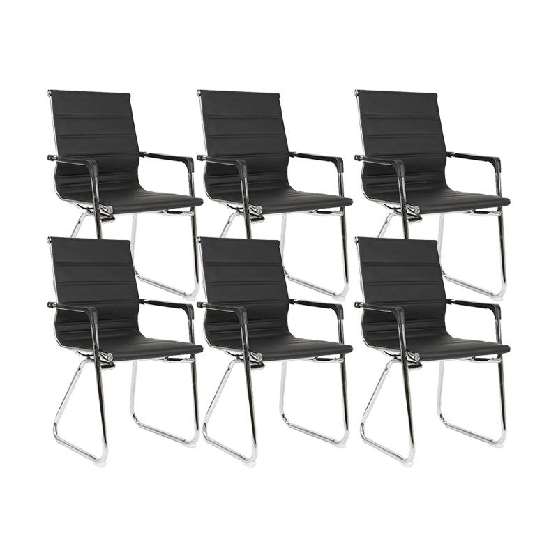 Silver Metal Modern Conference Chair Mid-Back / High Back Mesh and Leather Chair Textured Black 6 Piece Set Clearhalo 'furn' 'furn_office_chair' 'Furniture' 'Office Chairs' 'Office Furniture' 'office_chair' 5419287