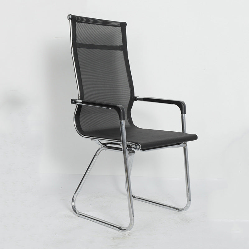 Silver Metal Modern Conference Chair Mid-Back / High Back Mesh and Leather Chair Clearhalo 'furn' 'furn_office_chair' 'Furniture' 'Office Chairs' 'Office Furniture' 'office_chair' 5419289