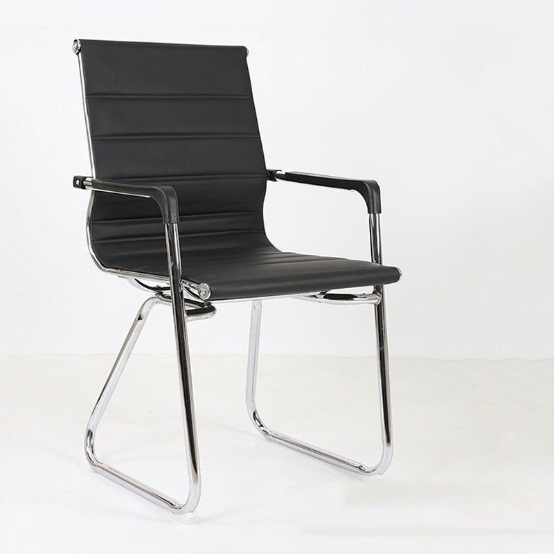 Silver Metal Modern Conference Chair Mid-Back / High Back Mesh and Leather Chair Clearhalo 'furn' 'furn_office_chair' 'Furniture' 'Office Chairs' 'Office Furniture' 'office_chair' 5419291