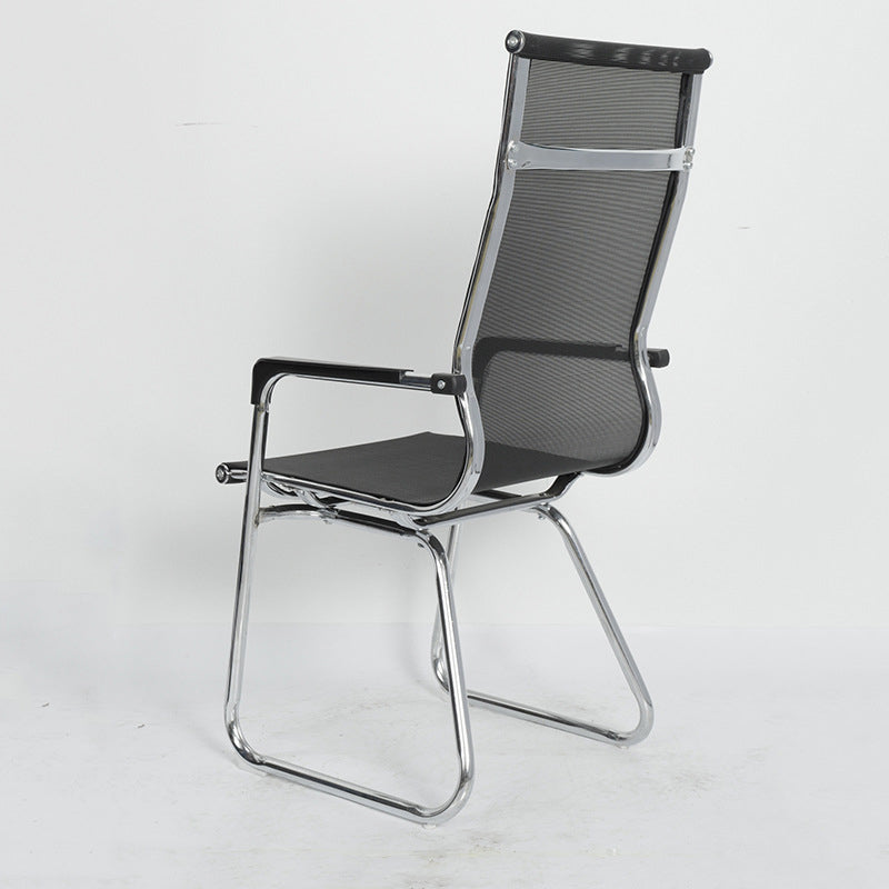 Silver Metal Modern Conference Chair Mid-Back / High Back Mesh and Leather Chair Clearhalo 'furn' 'furn_office_chair' 'Furniture' 'Office Chairs' 'Office Furniture' 'office_chair' 5419293