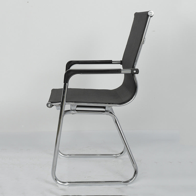Silver Metal Modern Conference Chair Mid-Back / High Back Mesh and Leather Chair Clearhalo 'furn' 'furn_office_chair' 'Furniture' 'Office Chairs' 'Office Furniture' 'office_chair' 5419295