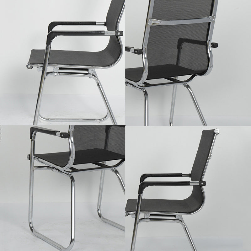 Silver Metal Modern Conference Chair Mid-Back / High Back Mesh and Leather Chair Clearhalo 'furn' 'furn_office_chair' 'Furniture' 'Office Chairs' 'Office Furniture' 'office_chair' 5419296