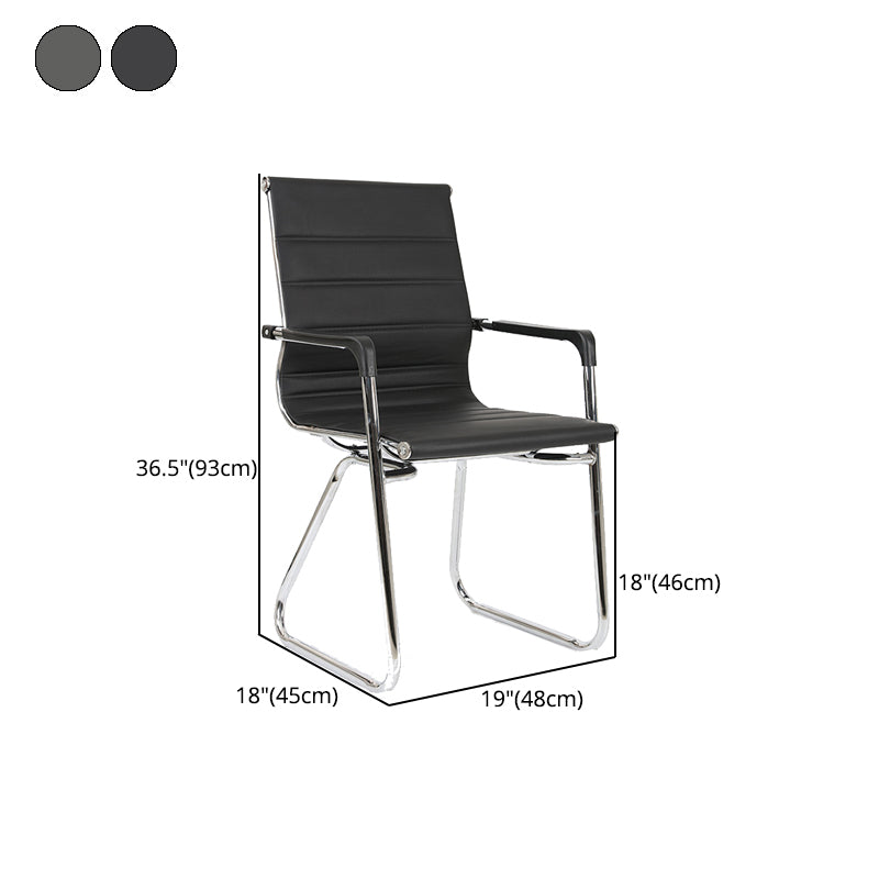Silver Metal Modern Conference Chair Mid-Back / High Back Mesh and Leather Chair Clearhalo 'furn' 'furn_office_chair' 'Furniture' 'Office Chairs' 'Office Furniture' 'office_chair' 5419297