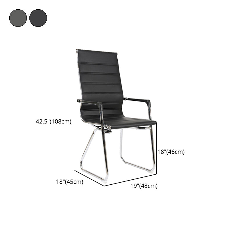 Silver Metal Modern Conference Chair Mid-Back / High Back Mesh and Leather Chair Clearhalo 'furn' 'furn_office_chair' 'Furniture' 'Office Chairs' 'Office Furniture' 'office_chair' 5419298