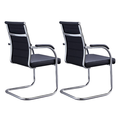 Silver Metal Modern Office Chair Mid and High Back Mesh and Leather Conference Chair Black 2 Piece Set Mid-Back (14-22 in.) Clearhalo 'furn' 'furn_office_chair' 'Furniture' 'Office Chairs' 'Office Furniture' 'office_chair' 5419372