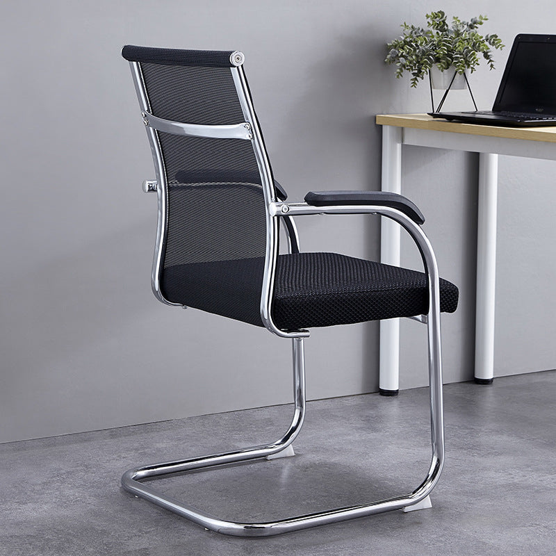 Silver Metal Modern Office Chair Mid and High Back Mesh and Leather Conference Chair Clearhalo 'furn' 'furn_office_chair' 'Furniture' 'Office Chairs' 'Office Furniture' 'office_chair' 5419375