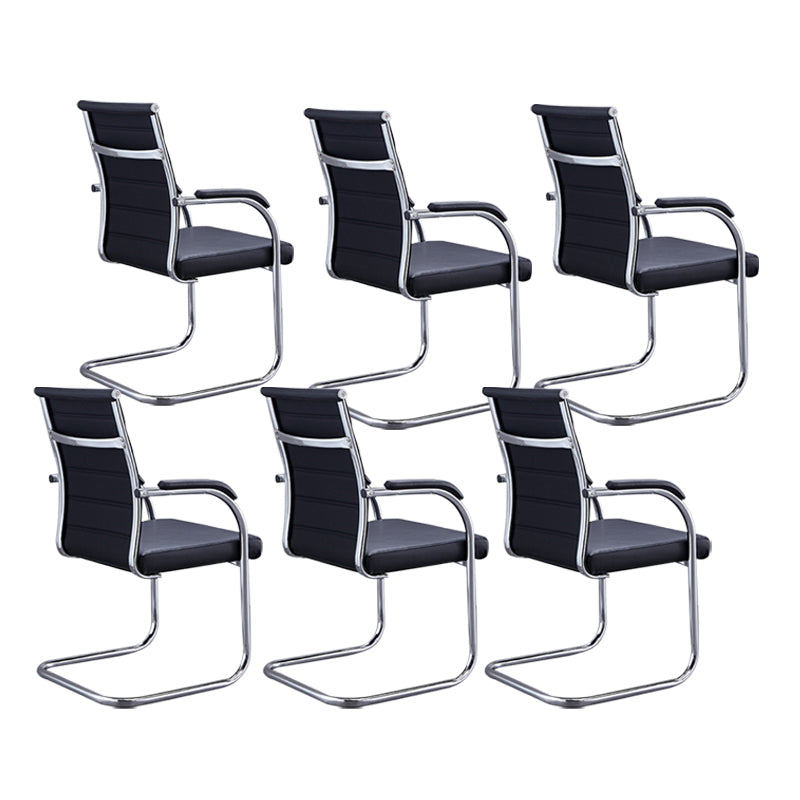 Silver Metal Modern Office Chair Mid and High Back Mesh and Leather Conference Chair Black 6 Piece Set Mid-Back (14-22 in.) Clearhalo 'furn' 'furn_office_chair' 'Furniture' 'Office Chairs' 'Office Furniture' 'office_chair' 5419376