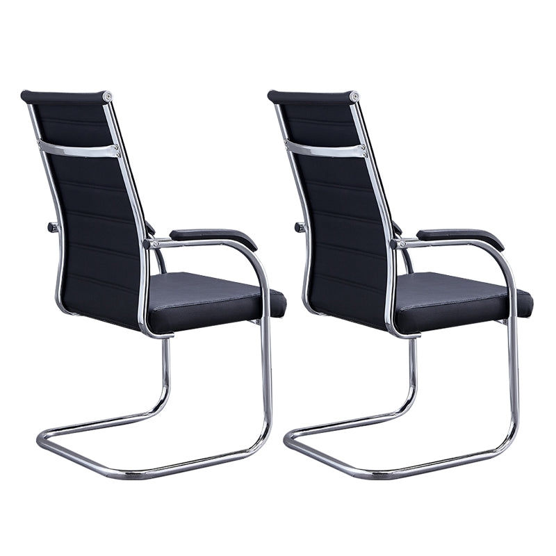 Silver Metal Modern Office Chair Mid and High Back Mesh and Leather Conference Chair Black 2 Piece Set High-Back (Over 22 in.) Clearhalo 'furn' 'furn_office_chair' 'Furniture' 'Office Chairs' 'Office Furniture' 'office_chair' 5419377