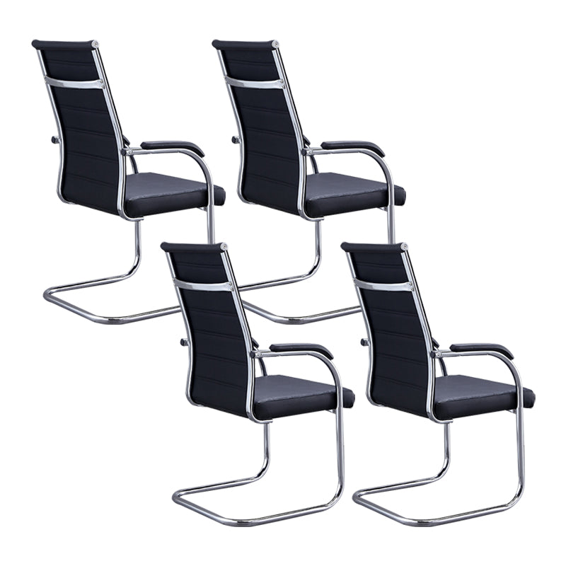 Silver Metal Modern Office Chair Mid and High Back Mesh and Leather Conference Chair Black 4 Piece Set High-Back (Over 22 in.) Clearhalo 'furn' 'furn_office_chair' 'Furniture' 'Office Chairs' 'Office Furniture' 'office_chair' 5419379