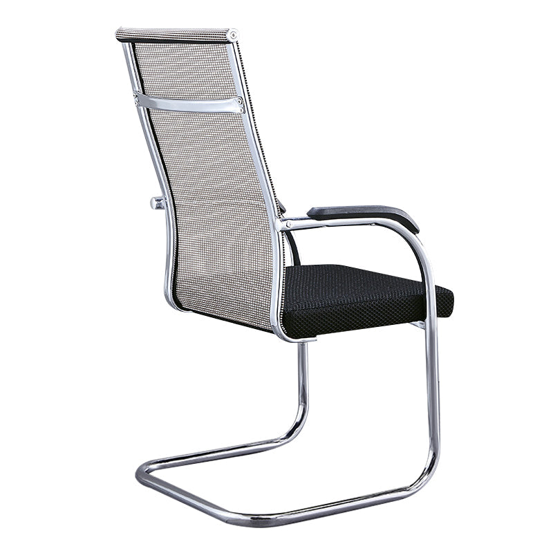 Silver Metal Modern Office Chair Mid and High Back Mesh and Leather Conference Chair Clearhalo 'furn' 'furn_office_chair' 'Furniture' 'Office Chairs' 'Office Furniture' 'office_chair' 5419380
