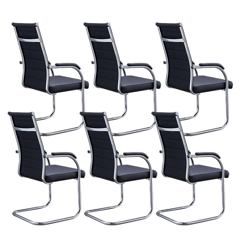Silver Metal Modern Office Chair Mid and High Back Mesh and Leather Conference Chair Black 6 Piece Set High-Back (Over 22 in.) Clearhalo 'furn' 'furn_office_chair' 'Furniture' 'Office Chairs' 'Office Furniture' 'office_chair' 5419381