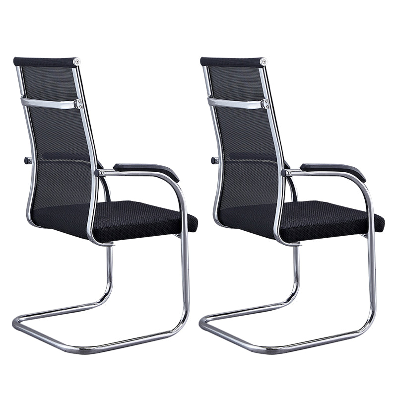 Silver Metal Modern Office Chair Mid and High Back Mesh and Leather Conference Chair Matte Black 2 Piece Set High-Back (Over 22 in.) Clearhalo 'furn' 'furn_office_chair' 'Furniture' 'Office Chairs' 'Office Furniture' 'office_chair' 5419389